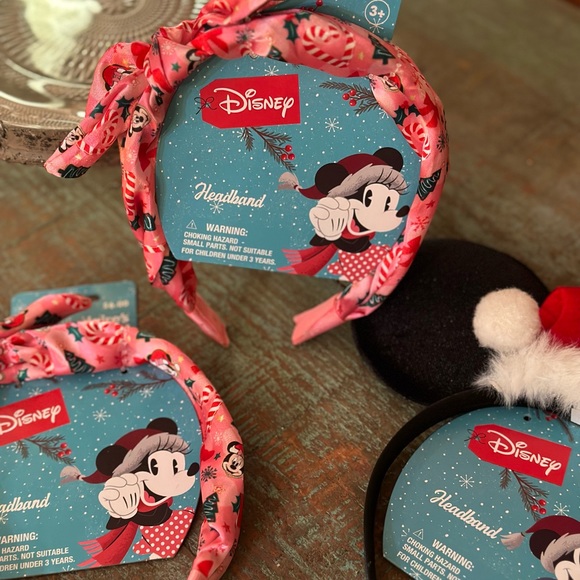 3 Claire’s Mickey Mouse Minnie Mouse Santa candy-cane Christmas headbands NEW! - Picture 3 of 4